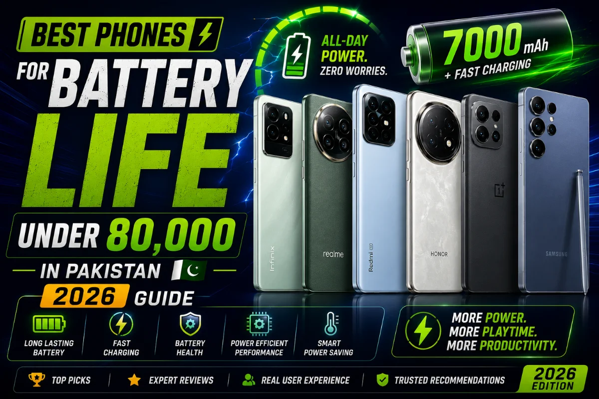 Best smartphones under 80000 PKR with long battery life and fast charging