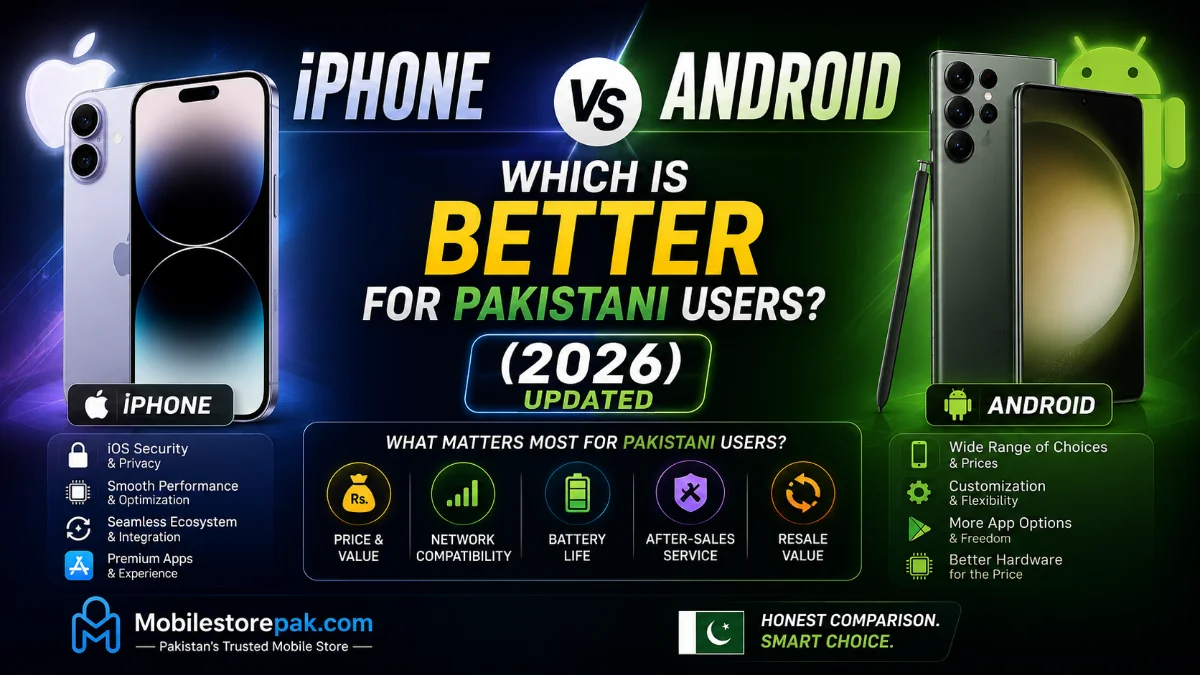 iPhone vs Android comparison showing smartphones side by side