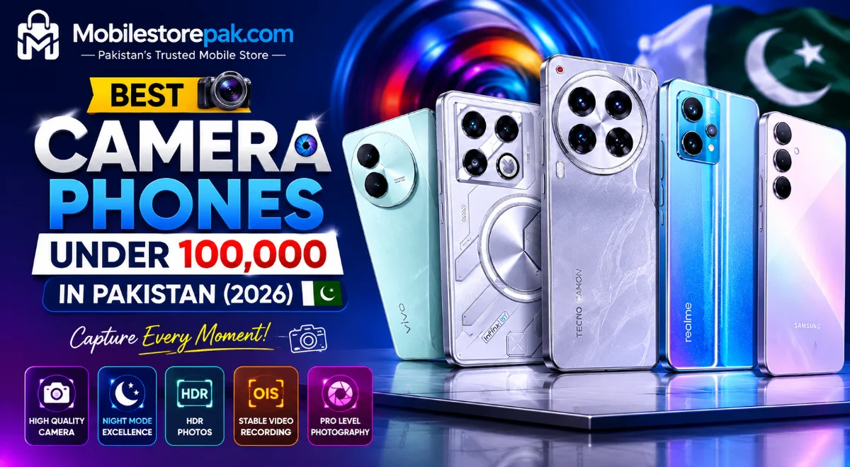 Best camera phones under 100000 in Pakistan showing smartphone camera modules